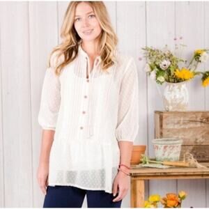 Matilda Jane Light the Way Sheer Cream Blouse Size L